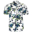 РУБАШКА ГАВАЙСКАЯ МУЖСКАЯ, БЕЛАЯ С ПАЛЬМАМИ XXL 43/44