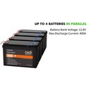 Батарея 12 В, 120 Ач, литиевая батарея LiFePO4, встроенная, 100 А, BMS, 1536 Втч, 12,8 В.