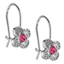 СЕРЕБРЯНЫЕ СЕРЬГИ ДЕТСКИЕ, ПОДВЕСЯЩИЕ ЦВЕТЫ, РОЗОВЫЕ