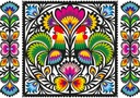 KARTKA POCZTOWA POCZTÓWKA WIDOKÓWKA FOLK ŁOWICKA - KOGUTY ŁOWICKIE