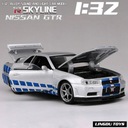 Czarny 1: 32 Nissan Skyline Ares GTR R34 ALOY Model samochodu sportowego Di Stan opakowania oryginalne