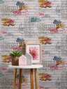 Tapeta na stenu papierová Mládežnícka šedá TEHLA 3D farebné GRAFFITI 10m Kód výrobcu 93561-1