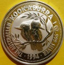 1$ AUSTRALIA 1994 PTAK KOOKABURRA ZIMORODEK Ag 999 Oz Mennica Western Australian Mint (T/A The Perth Mint)