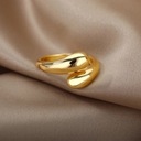 Prsteň kvapka slza hladká zavinovacia hadička módna elegantná zlatá oceľ Hmotnosť 0.02 g