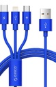 Кабель Orico 3in1 USB C micro Lightning 3A
