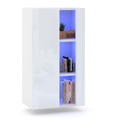 Белый глянцевый шкаф-витрина, комод, белый глянец + светодиод