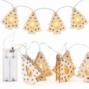 LAMPKI CHOINKI DREWNIANE LED OZDOBA ŚWIĄTECZNA NA BATERIE 120CM