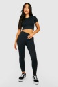 KC94313 *BOOHOO PETITE RIBBED HIGH-WAISTED LEGGINGS M