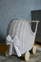 СЕРАЯ плетеная кукольная коляска + постельное белье