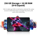 VASOUN 12"-os Android táblagép, 8 GB/256 GB ROM, Octa Core 4G SIM, tokkal Processzormodell T616 Qcta core