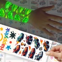 Татуировки, сияющие в темноте для детей, промытые гоночные автомобили