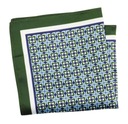 Зелено-бирюзовый нагрудный платок с геометрическим узором