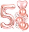 Воздушные шары 10 шт на пятый день рождения, розовые конфетти
