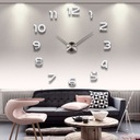 ZEGAR ŚCIENNY DIY DUŻY NAKLEJANY NA ŚCIANĘ 3D CICHY LUSTRZANY 65-120 CM