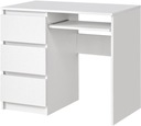 Письменный стол с 3 ящиками, левый, БЕЛЫЙ