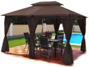 САДОВЫЙ ПАВИЛЬОН 3X4 САДОВАЯ ПАЛАТКА СВЕТОДИОДНОЕ ОСВЕЩЕНИЕ ШТОРЫ КОРИЧНЕВЫЕ КОРИЧНЕВЫЕ