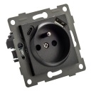 Черная рамочная розетка 230 В с USB + USB C болт