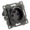 Одинарная розетка GLASS FI60 CONTACT с PIN-кодом для ЧЕРНЫХ рамок + USB C