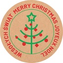 КРУГЛЫЕ КРАФТ-НАКЛЕЙКИ ФИ35ММ С РОЖДЕСТВЕНСКОЙ ЕЛКОЙ 200ШТ.