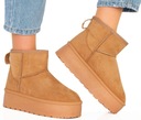 ŚNIEGOWCE CAMEL OCIEPLANE KHAKI BOTKI NA PLATFORMIE 37