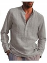 Męska Bluzki Lniana Luźna Moda Koszula Oversize3XL Wzór dominujący bez wzoru