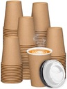 БОЛЬШИЕ БУМАЖНЫЕ КОФЕЙНЫЕ КРУЖКИ + ПЛОТНЫЕ ОДНОРОДНЫЕ КРЫШКИ 400мл КРАФТ