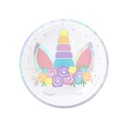 TALERZYKI PAPIEROWE JEDNOROŻEC UNICORN 18cm 6szt