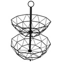 KOSZYK KOSZ NA OWOCE WARZYWA METALOWY PIĘTROWY 2 POZIOMY CZARNY