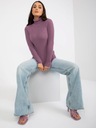 priliehavý dámsky sveter s rolákom s prúžkami fialový one-size Dominujúca farba fialová