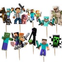 TOPPER PIKERY NA TORT OZDOBNE DEKORACJA ZESTAW - PIKSELE GRA GRACZA 10szt