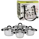 НАБОР ИЗ 4-Х НЕРЖАВЕЮЩИХ КОРЗИН КРЫШКАМИ ИНДУКЦИОННАЯ СИЛИКОНОВАЯ РУЧКА