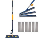 БОЛЬШАЯ ПЛОСКАЯ ВРАЩАЮЩАЯСЯ ТЕЛЕСКОПИЧЕСКАЯ НАПОЛЬНАЯ ШВАБРА С 6 ПОСАДКАМИ ИЗ МИКРОФИБРЫ