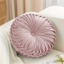 Dekoračný plisovaný vankúš velúr okrúhly púdrový ružový 35 cm NOVINKA Šírka produktu 35 cm