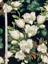 Обивочная бархатная ткань с принтом белых цветов