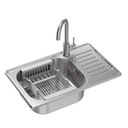 ZLEWOZMYWAK STALOWY ROYAL GŁADKI MATOWY WPUSZCZANY BATERIA KOSZYK