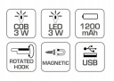 HOEGERT ЛІХТАРИК INSPEKCYJNA 3W 160 LUM 3.7V 1200 MAH ЗАРЯДКА USB HT1E406  (18479172613) фото min 12