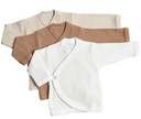 3 блузки-конверта из кафтана 56, экрю, ириска, бело-песочные полоски