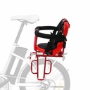 Красное заднее детское сиденье для велосипеда размером 36x52 см.