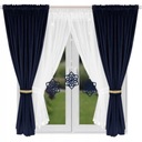 ОКОННЫЙ КОМПЛЕКТ, ТЕМНО-СИНИЕ ШТОРЫ И ШТОР С ПОДВЕСКАМИ