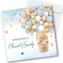 ZAPROSZENIA na Chrzest Miś Boho Blue 1 szt+koperta