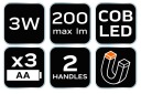 PHARE BIWAKOWA BATERYJNA TOURISTIQUE 200 LM 3XAA 3W1 LED 99-030 NEO TOOLSphoto 8