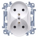 Simon 10 ДВОЙНАЯ РОЗЕТКА С ШТЫРЬКОМ для белой рамки