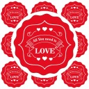 Красные наклейки ВСЕ, ЧТО ВАМ НУЖНО, ЭТО ЛЮБОВЬ Сердце Свадьба