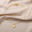 Женское ожерелье из 18-каратного золота в форме сердца знаменитости, двойное, хирургическая сталь 316L