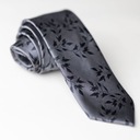 СЕРЫЙ ЖАККАРДОВЫЙ ГАЛСТУК С ЭЛЕГАНТНЫМ УЗОРОМ ЛИСТОЧЕК