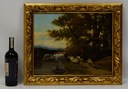 Ок1850 Старинная картина Пейзаж Пастух и скот Масло 61х51см