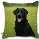 Подушка с лабрадором /черная/Декоративная подушка/Размер 40х40см