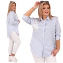 ЖЕНСКАЯ РУБАШКА В ПОЛОСКУ ОВЕРСАЙЗ, БОЛЬШОЙ РАЗМЕР, СВОБОДНАЯ С ЦВЕТАМИ, ДЛИННАЯ