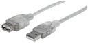 Удлинитель Manhattan USB 2.0 A-A M/F 4,5 м, серебристый