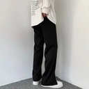 Korean Zipper Design Trendy Men Straight Pants Cas Linia petite (dla niskich)